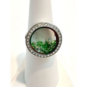 Locket Silver Crystal Ring Size 6 #origami owl #keepsake #locket ring #christmas